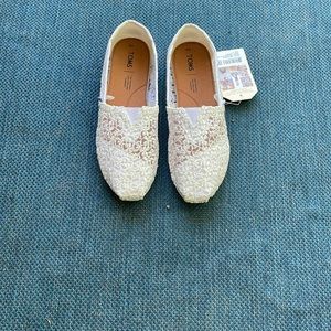 White Lace Toms. Size 9. Never Worn. Tags Attached